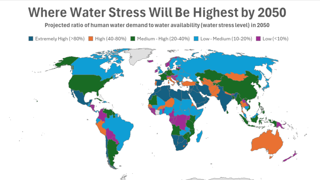 Water Stress levels by 2050