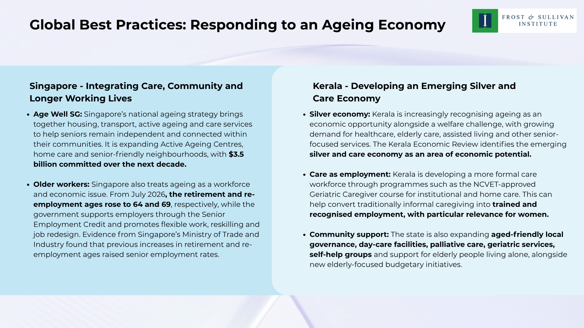 Global Best Practices - Responding to an Ageing Economy